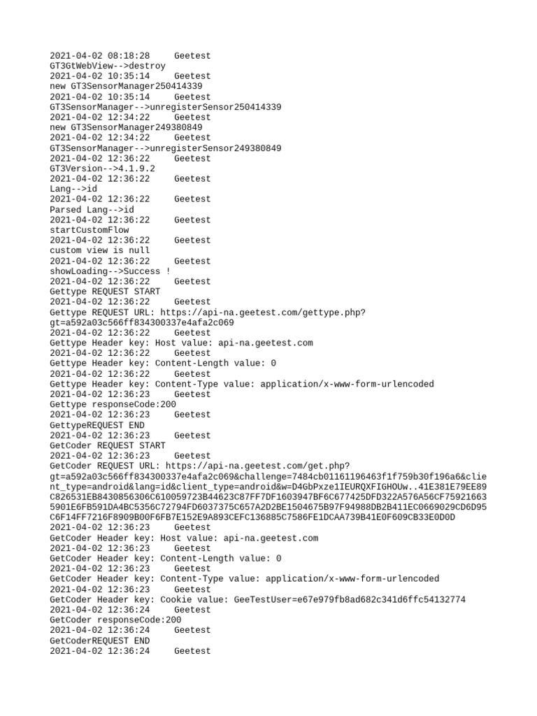 Geetest API Request Log Analysis | PDF | Ajax (Programming) | Http Cookie