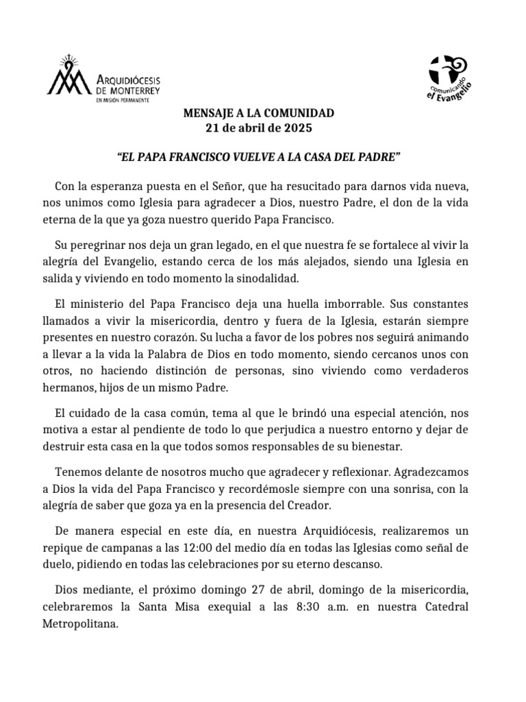 R.I.P. Papa Francisco | PDF