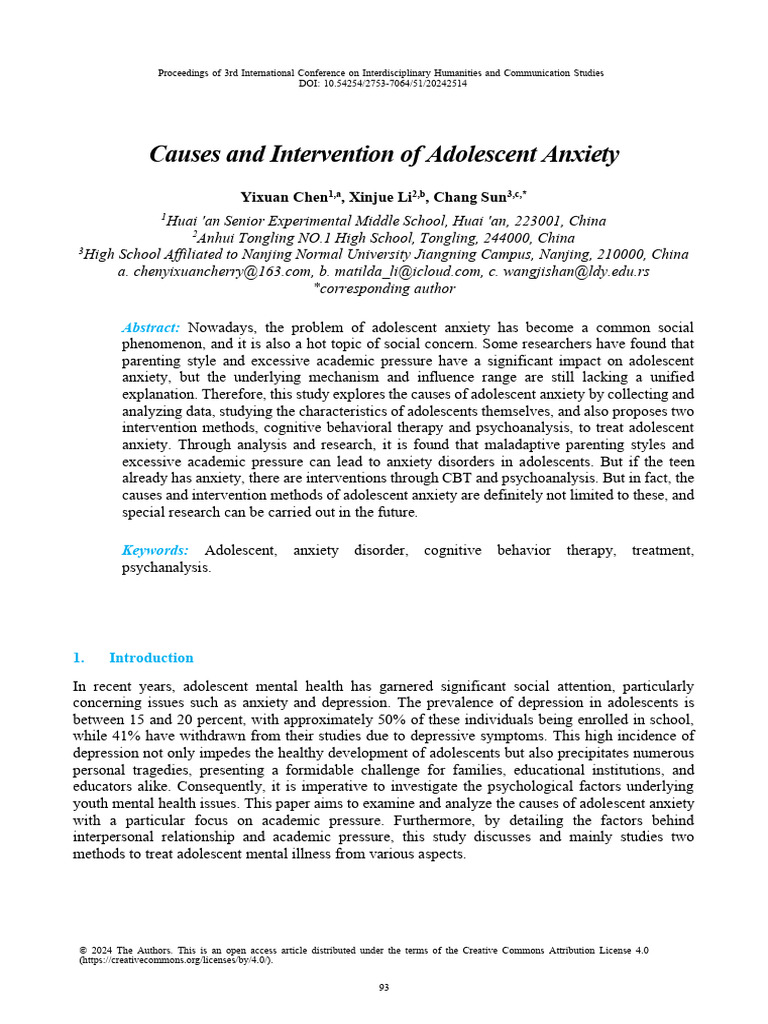Adolescent Anxiety: Causes and Solutions | PDF | Anxiety | Adolescence