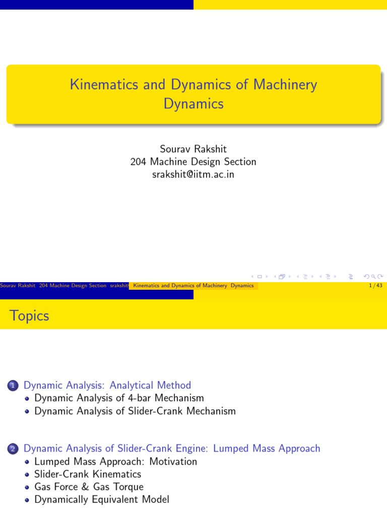 7 Dynamics | PDF | Kinematics | Machines