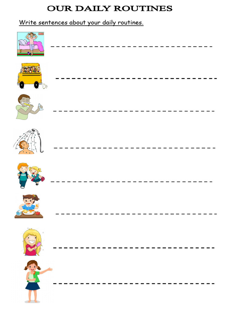 Daily Routine Sentence Writing Guide | PDF
