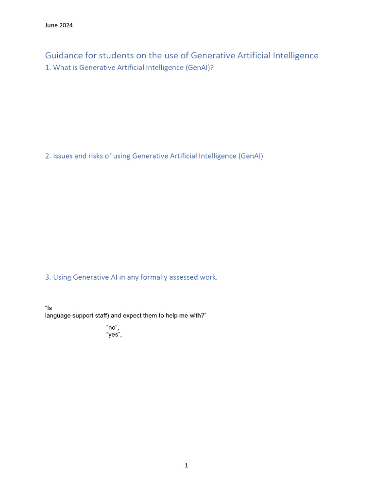 GenAI Use Guidelines for Students | PDF | Artificial Intelligence ...