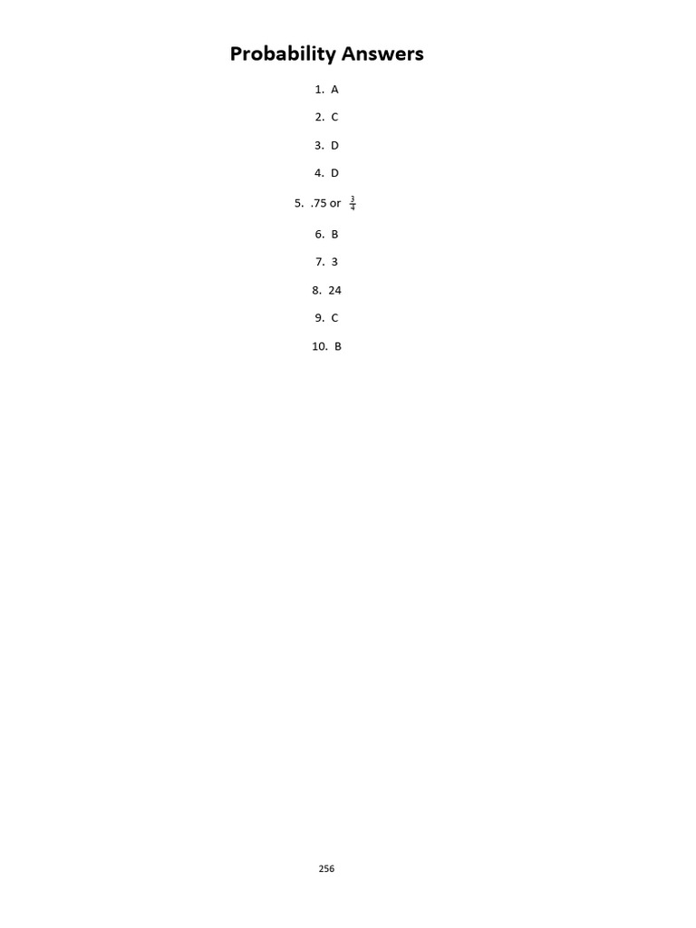 Probability and Statistics Answer Key | PDF