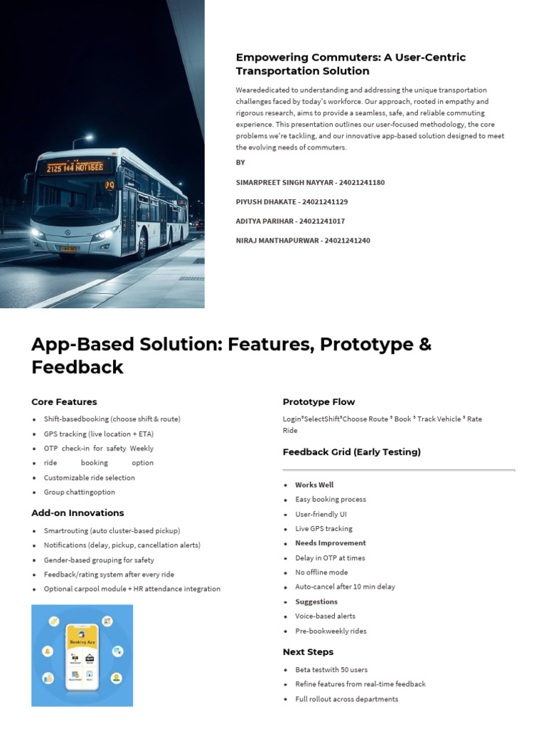 User-Centric Commuting App Solutions | PDF