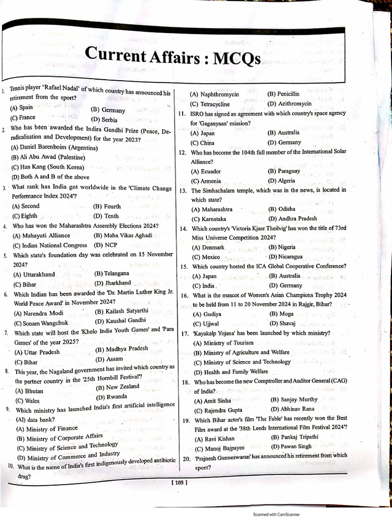 Mcqs Format Current Affairs | PDF