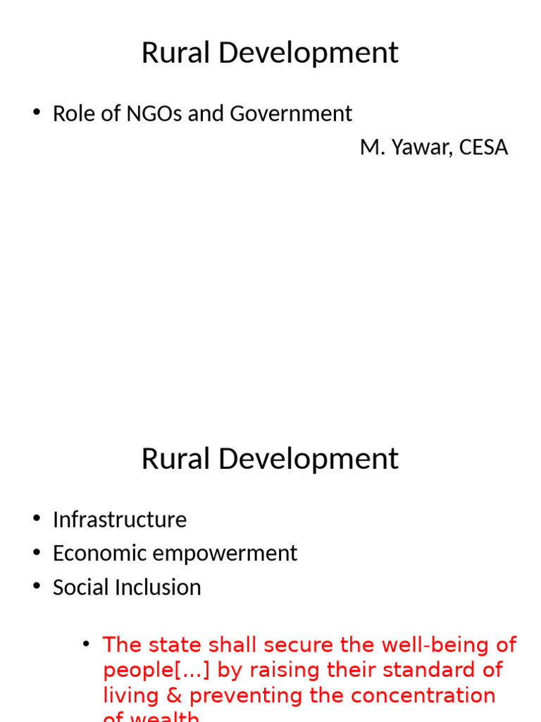 Rural Development: NGOs & Government Roles | PDF