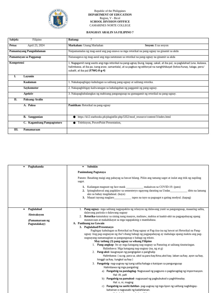 Lesson Plan Grade 7 (Demo Teaching) | PDF