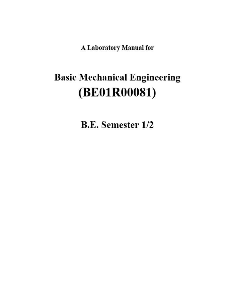 Basic Mechanical Engineering Lab Manual | PDF | Boiler | Chimney