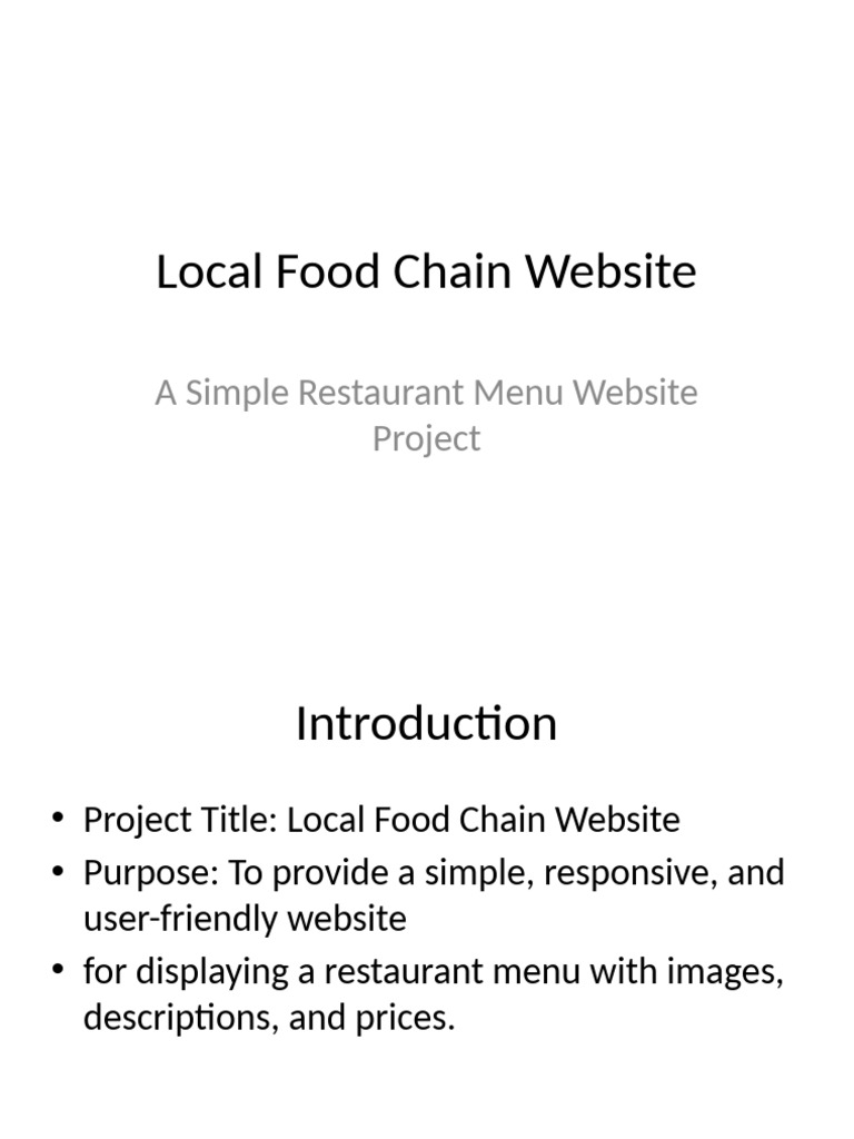 Local Food Chain Menu Overview | PDF