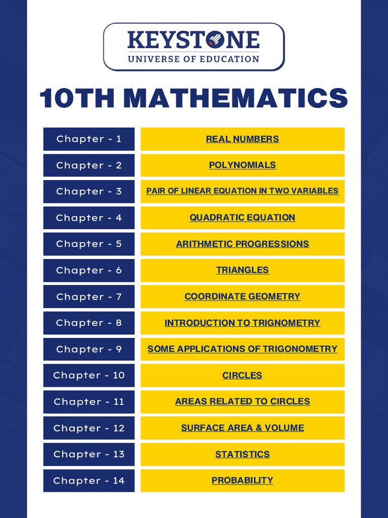10th Grade Mathematics Chapters Guide | PDF