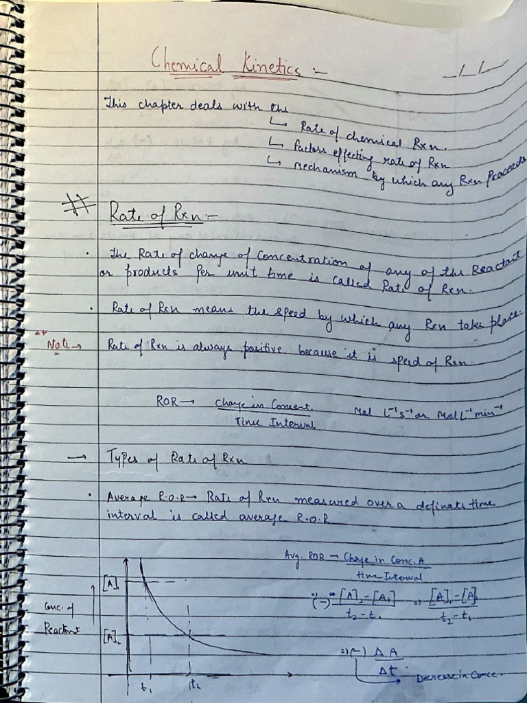 Chemical Kinetics Notes | PDF