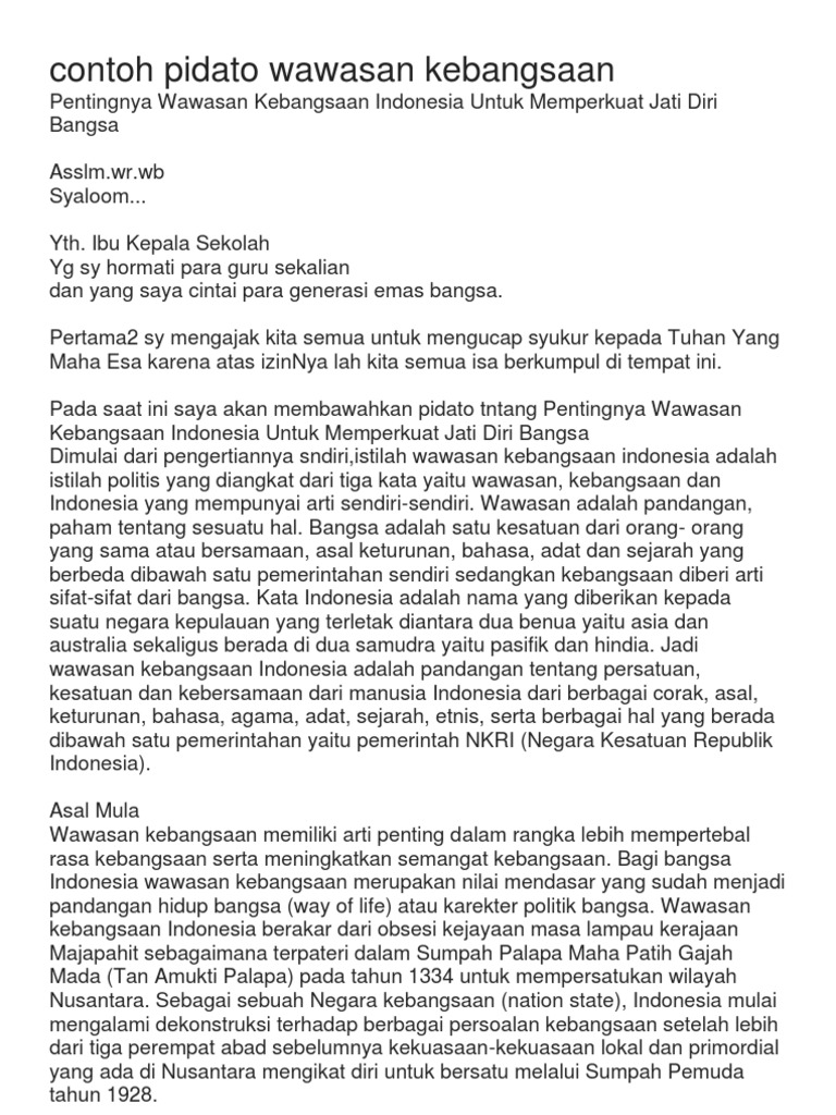 Kumpulan Teks Pidato Tentang Wawasan Kebangsaan Kumpulan Referensi Teks Pidato