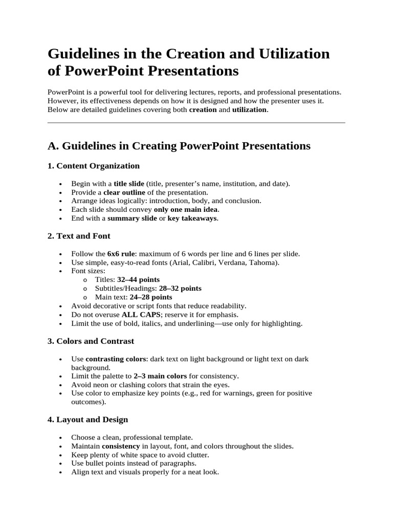 PowerPoint Presentation Guidelines | PDF | Multimedia | Typefaces