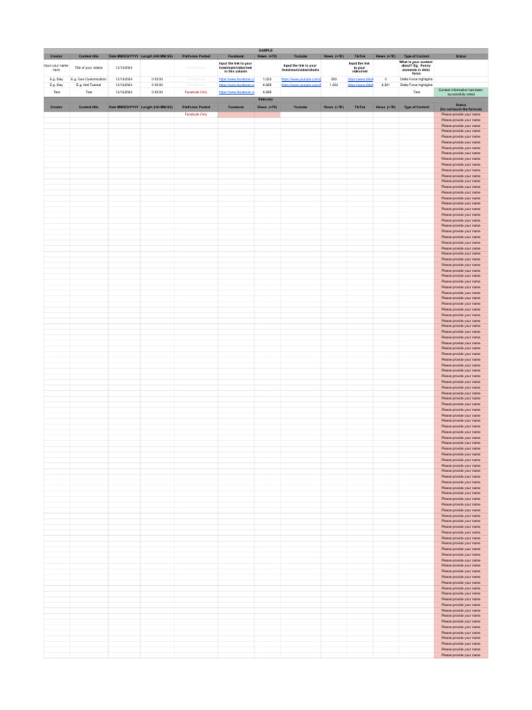 Garena DF - Content Creator Tracker Template | PDF | Social Software ...