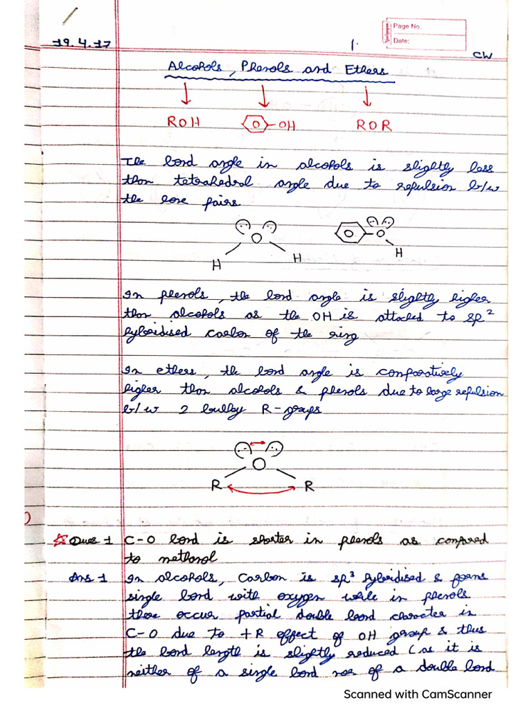 Alcohol Phenol and Ether Notes | PDF