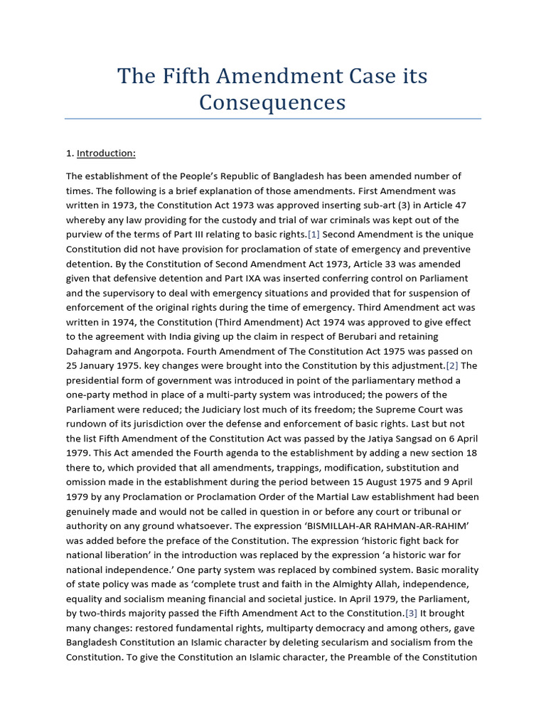 The Fifth Amendment Case Its Consequences | PDF | Constitution | Appeal