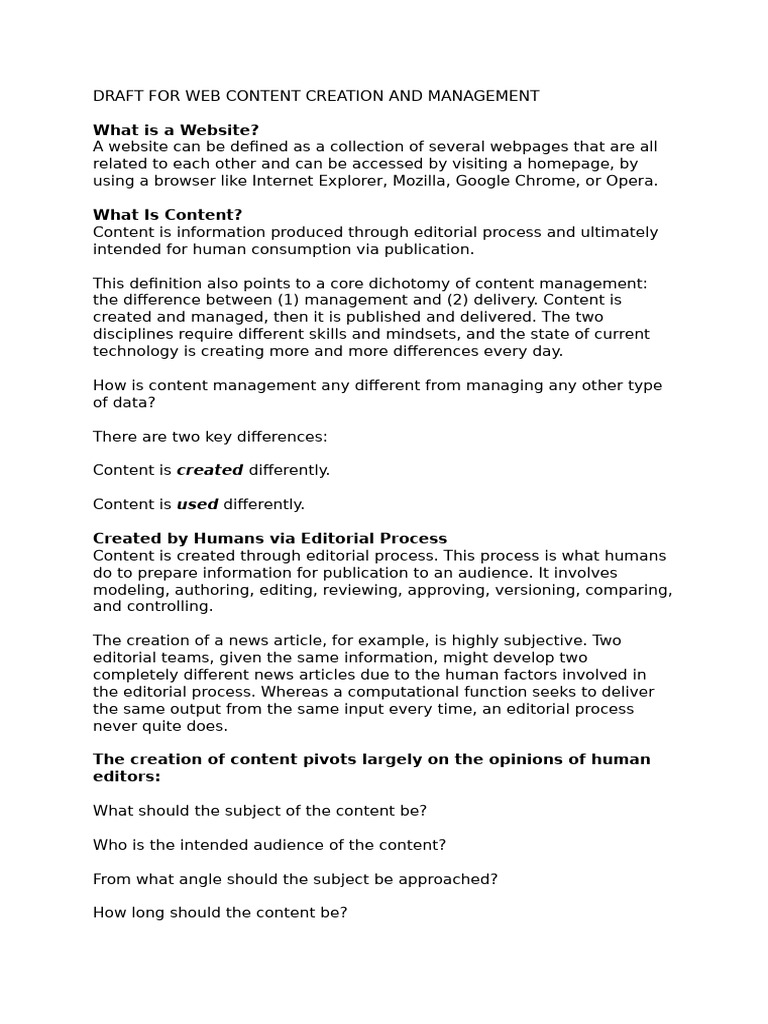 Web Content Creation & Management Guide | PDF | Search Engine ...