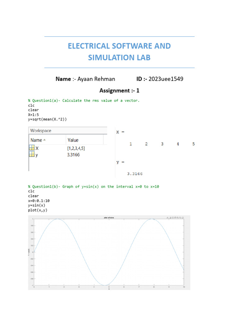 Electrical Software Lab Assignments | PDF