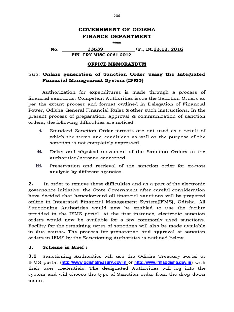 IFMS Odisha Online Sanction Order Guide | PDF