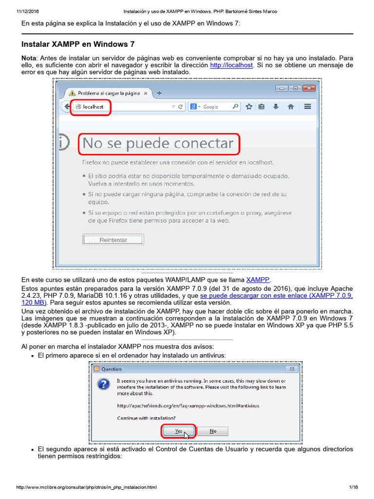 Guía de instalación de XAMPP en Windows | PDF | Servidor HTTP Apache | Php