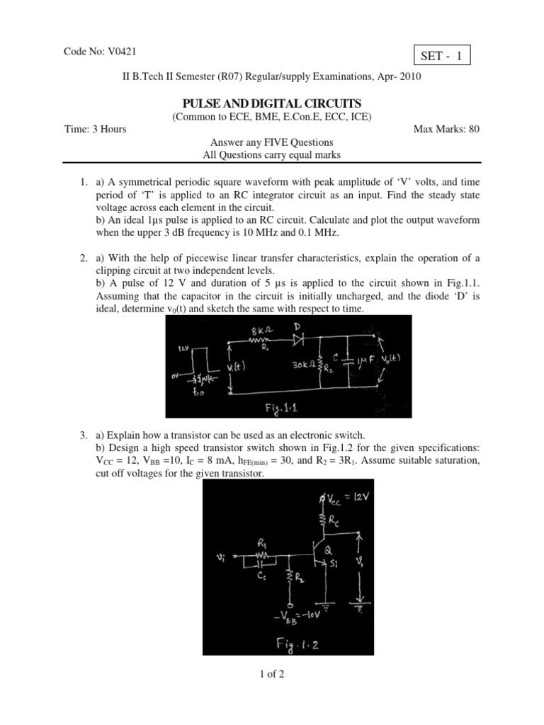 Pulse and Digital Circuits | PDF | Electronic Circuits | Electrical ...