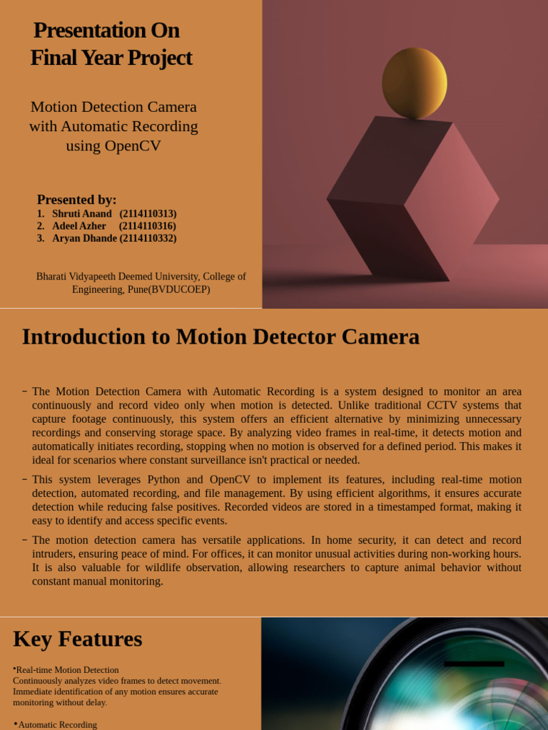 Motion Detection Camera Project Overview | PDF | Computer File | Video