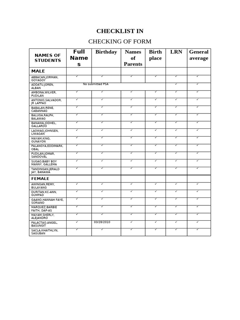 CHECKLIST IN | PDF