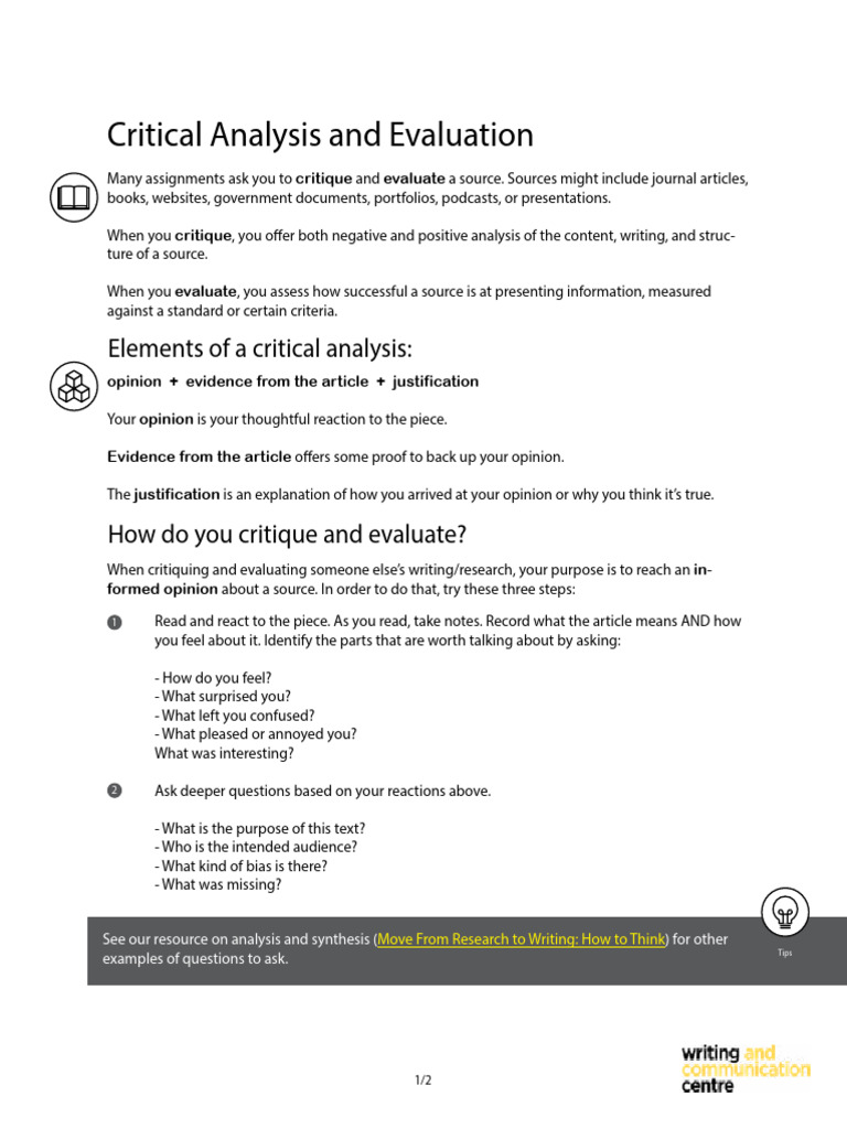 Guide to Critical Source Evaluation | PDF | Critical Thinking | Evaluation