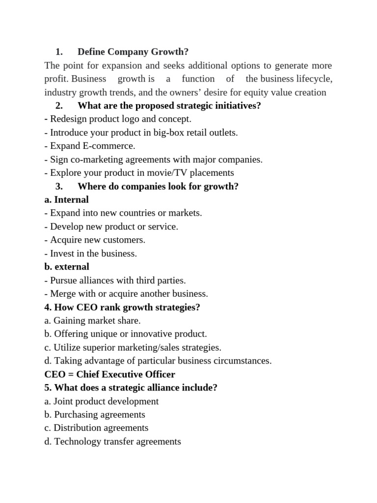 Strategies for Business Growth and Innovation | PDF | Mergers And ...