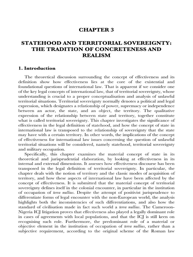 Territorial Sovereignty and Effectiveness | PDF | International Law ...