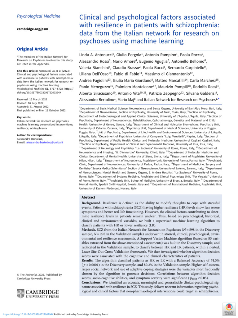 Clinical and Psychological Factors Associated With Resilience in ...