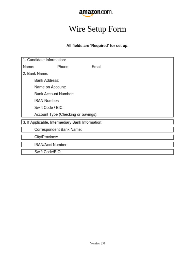 Candidate Wire Setup Form | PDF