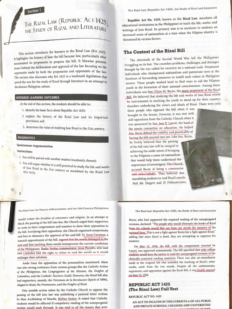 Section 1 Rizal | PDF