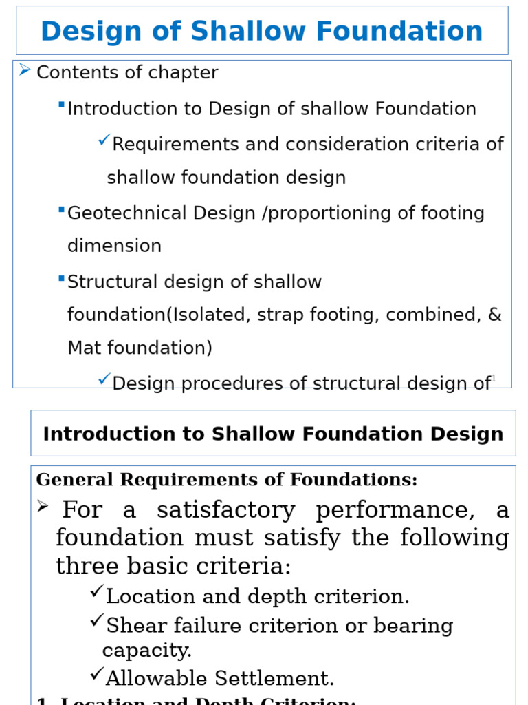 CH-3 Design of Shallow Foundation Footing | PDF | Foundation ...