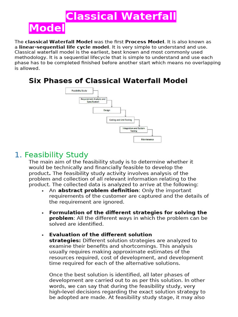 Classical Waterfall Model | PDF | Software Testing | Feasibility Study