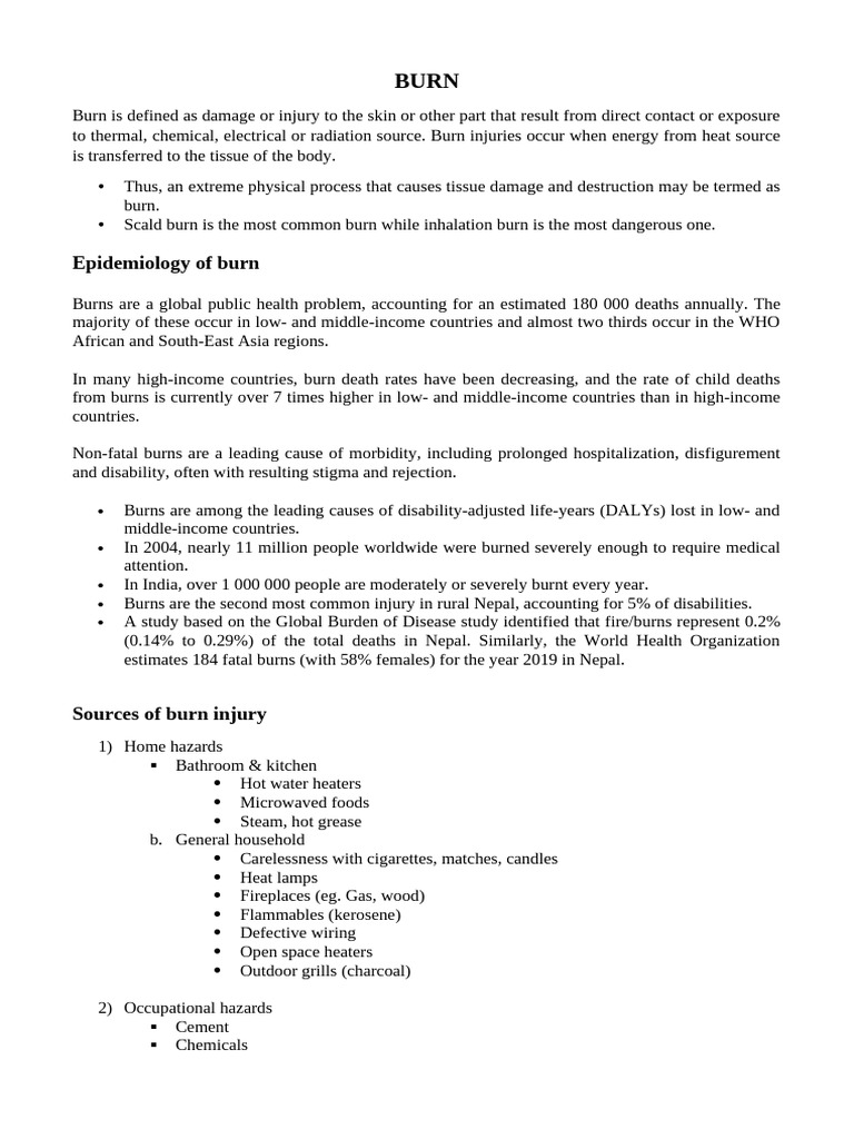Understanding Burn Injuries and Epidemiology | PDF | Burn | Analgesic
