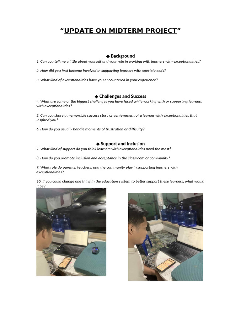Midterm Project on Supporting Exceptional Learners | PDF