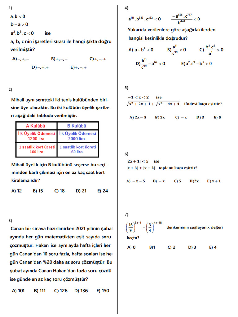 TYT Deneme 1 | PDF