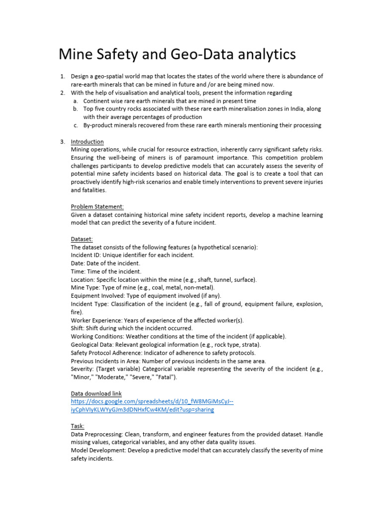 67def656e247a Mine Safety and Geo Data Analytics Ps | PDF | Mining | Data