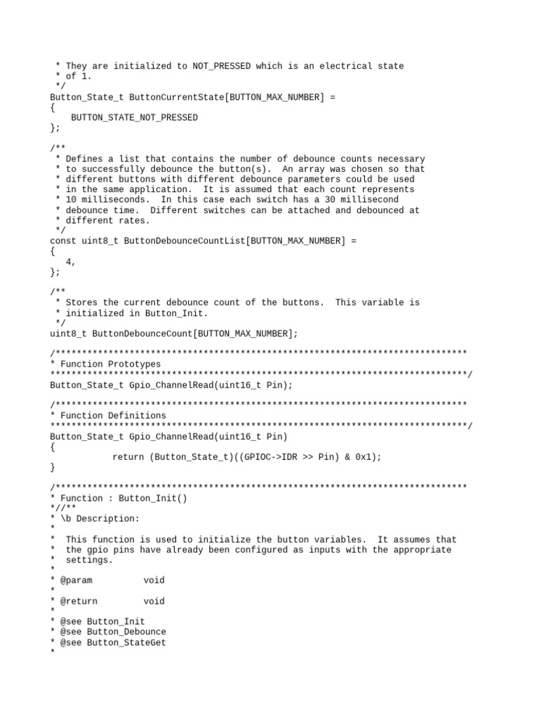 Button Initialization and Debouncing Code | PDF | Switch | Computer Science