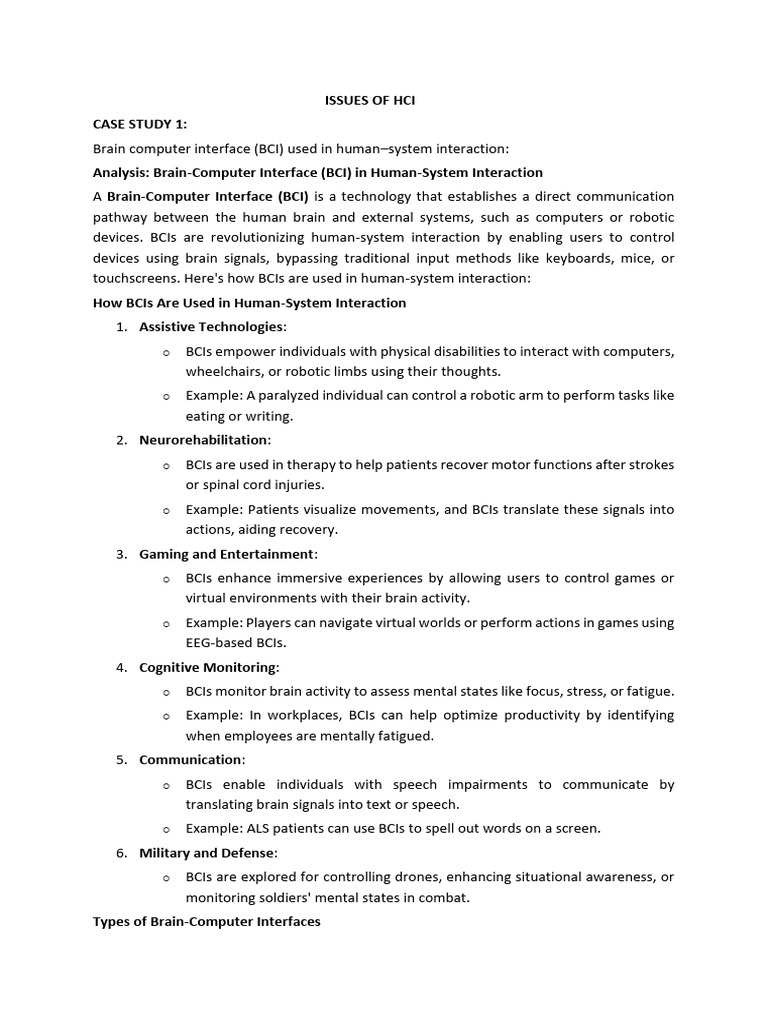 Brain-Computer Interfaces in HCI | PDF | Virtual Reality | Usability