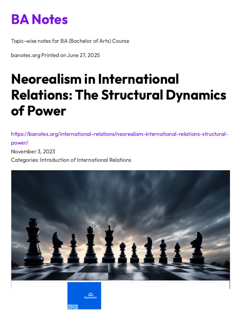 Neorealism in International Relations | PDF | Deterrence Theory | Crime ...