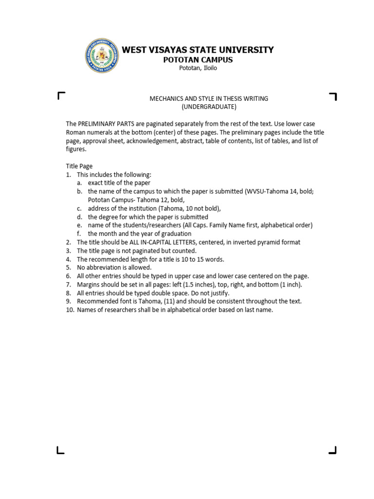 Thesis Guidelines and Format | PDF | Letter Case | Thesis