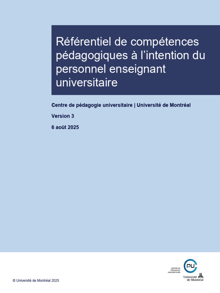 Référentiel de compétences pédagogiques | PDF | Pédagogie | Université