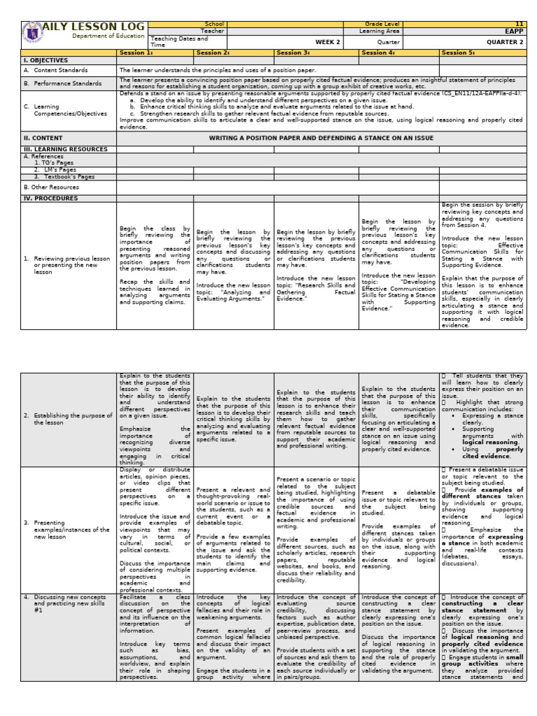 Position Paper Writing Guide for EAPP | PDF | Argument | Critical Thinking
