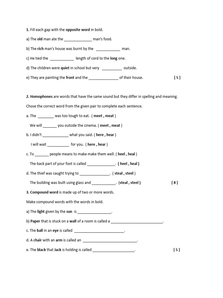 Language Exercises for Vocabulary and Grammar | PDF | Grammar ...