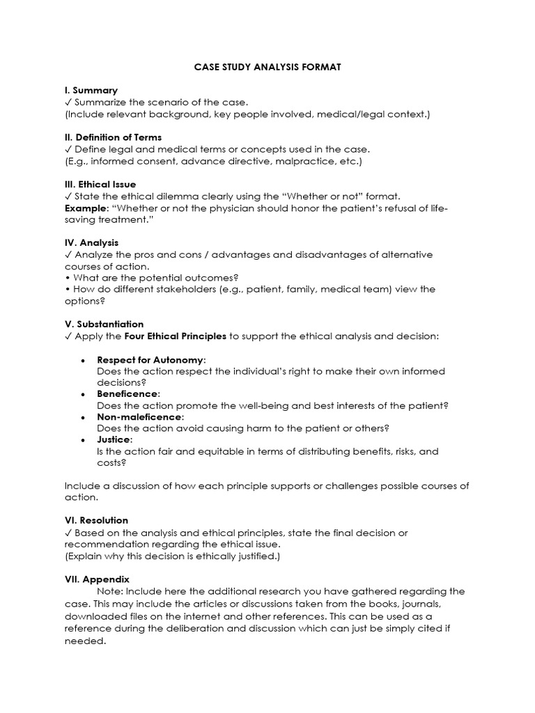 Case Study Analysis Format Guide | PDF | Confidentiality | Autonomy