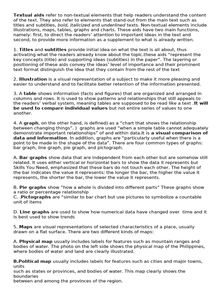 Understanding Textual Aids in Reading | PDF | Chart | Map