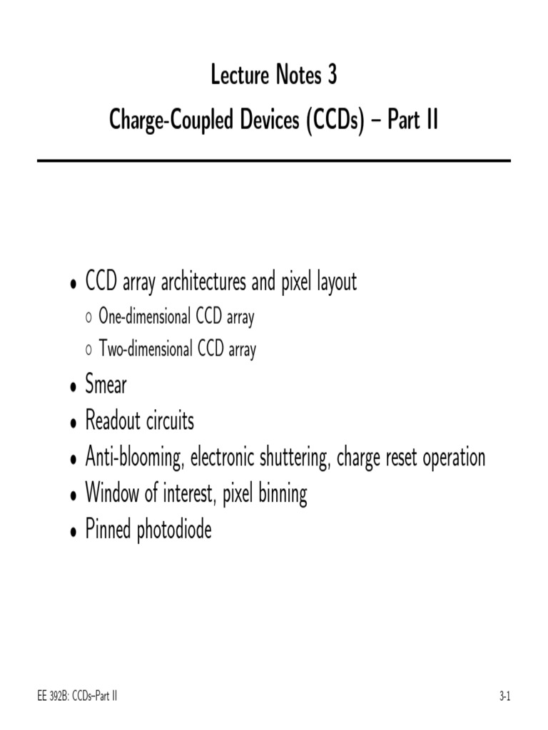 CCD Architectures and Operations Explained | PDF | Charge Coupled ...