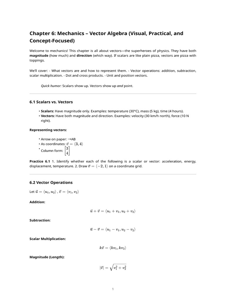 Vector Algebra in Mechanics Explained | PDF | Euclidean Vector | Force